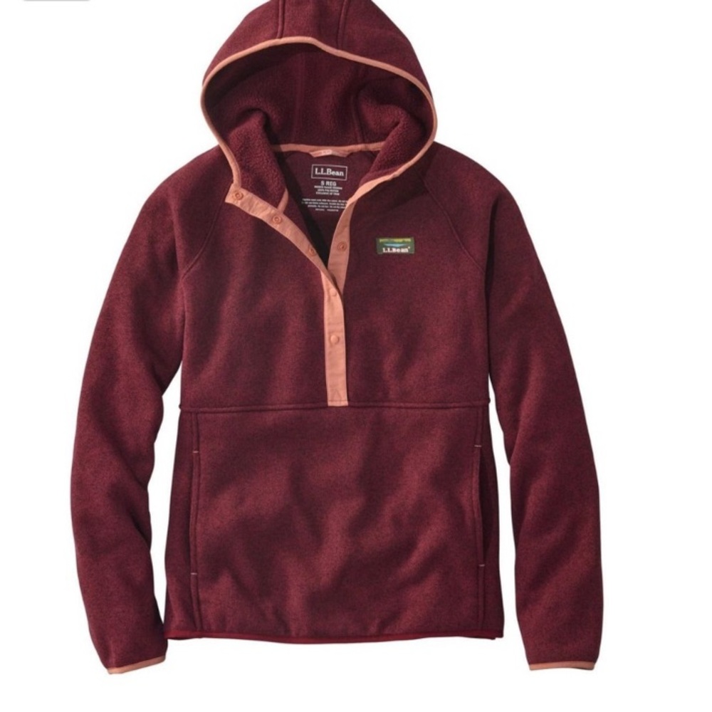 L.L. Bean Burgundy Fleece Hooded Sweatshirt Size Large Hoodie